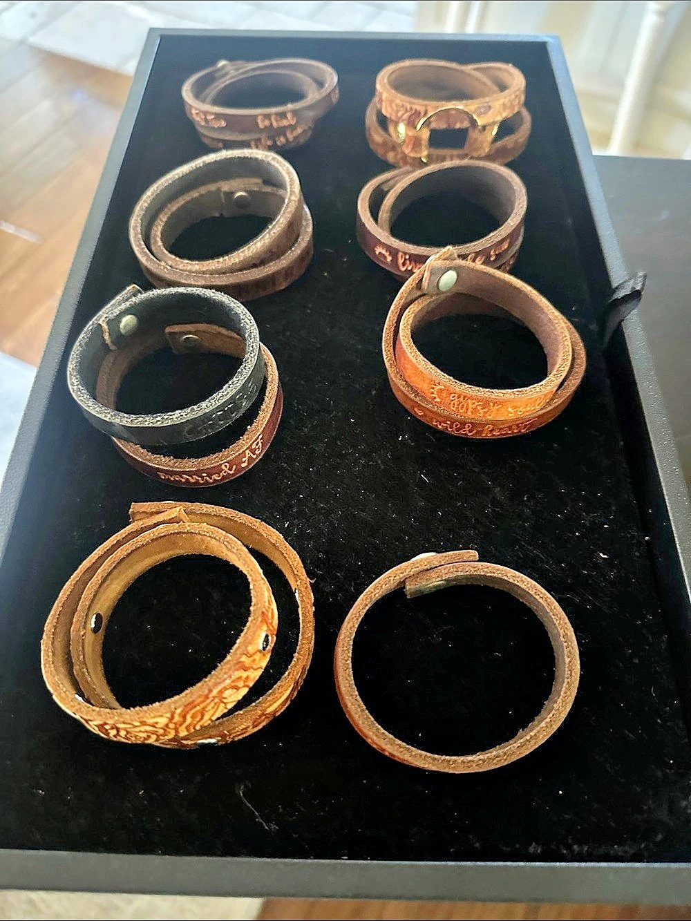 Stamped leather bracelet lot